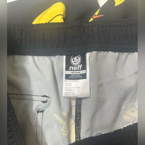 NWOT Neff Black and Yellow Duck Print Swim Trunks - Picture 8 of 10
